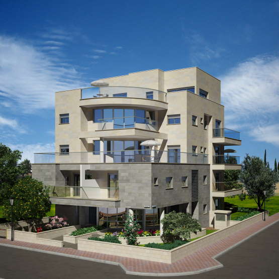 בניין המגורים ברחוב מנדלה בחולון, חזית בהירה עם מרפסות מעוגלות